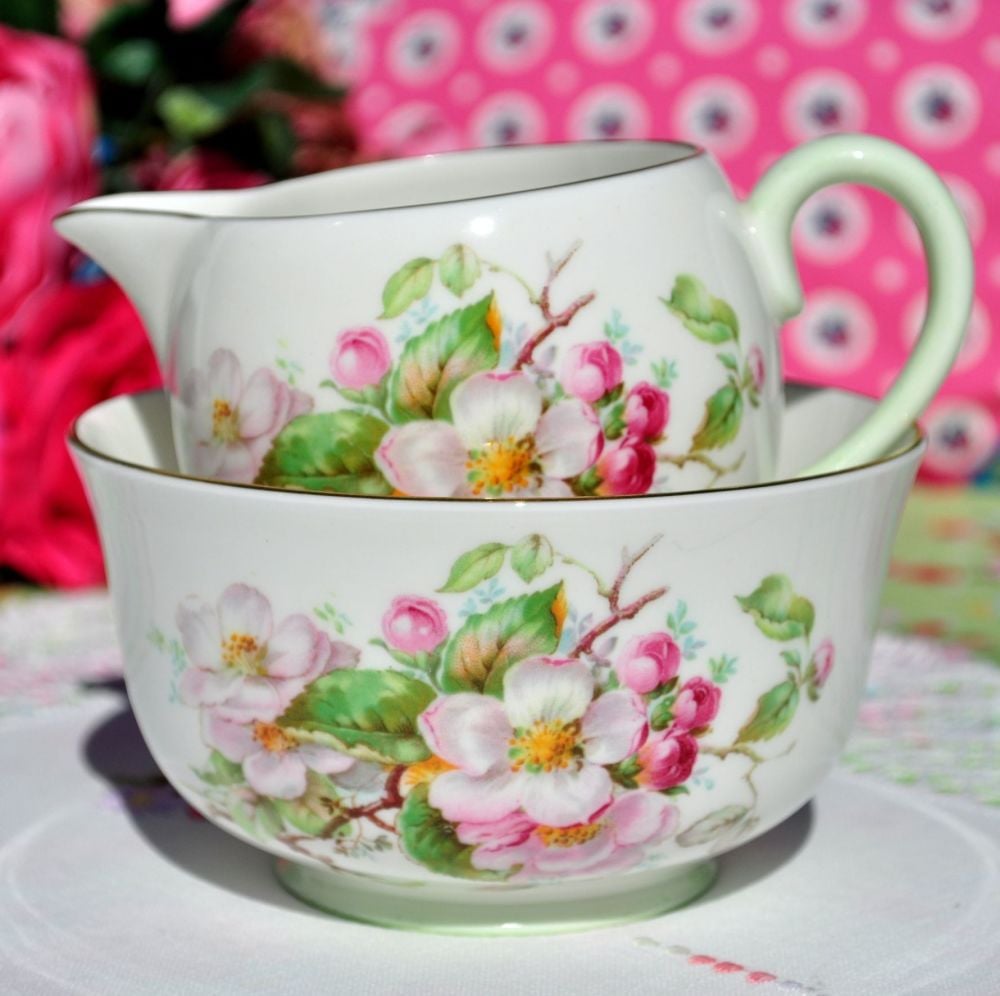 Royal Doulton Apple Blossom Milk Jug and Sugar Bowl
