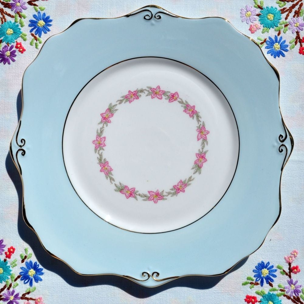 Gladstone Pale Blue Vintage China Cake Plate c.1950s
