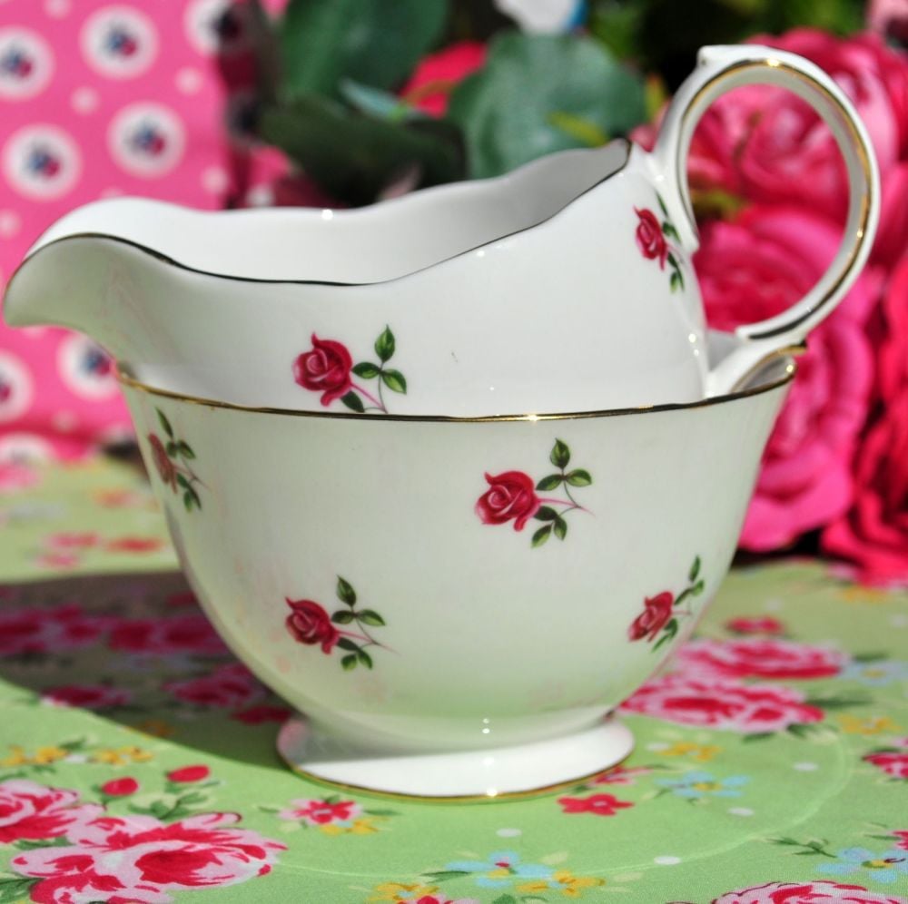 Colclough Fragrance Ditsy Pink Roses Milk Jug and Sugar Bowl