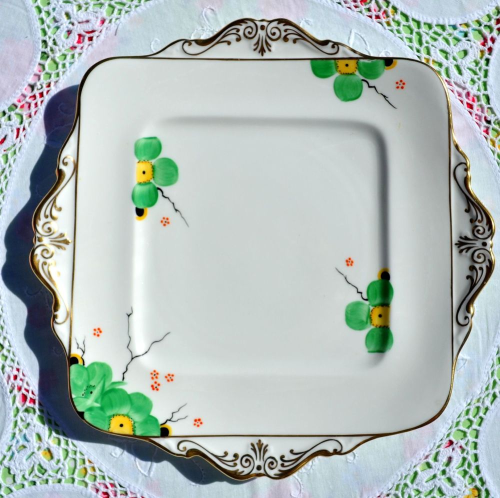 Paragon Art Deco Hand Painted Cake Plate c.1925+