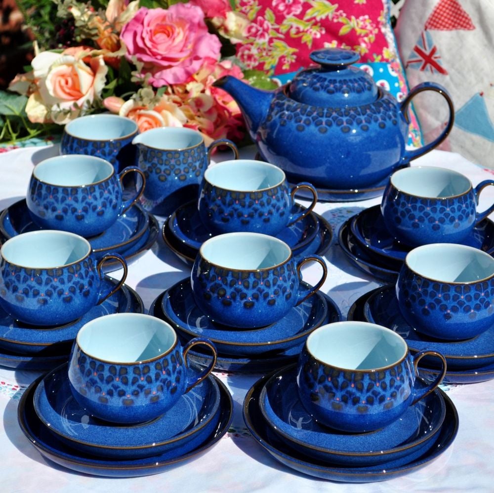 Denby Midnight 28 Piece Tea Set with Teapot and Stand