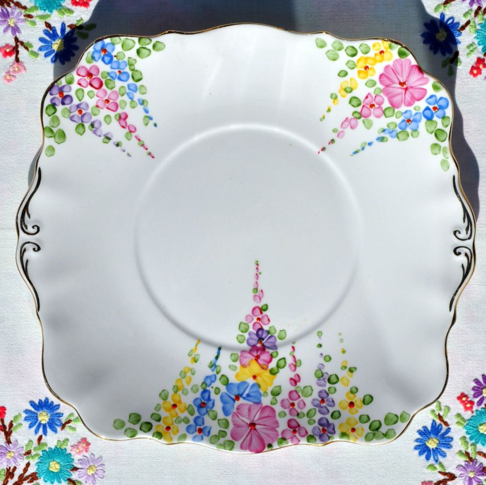 Royal Standard Hollyhock Vintage China Cake Plate