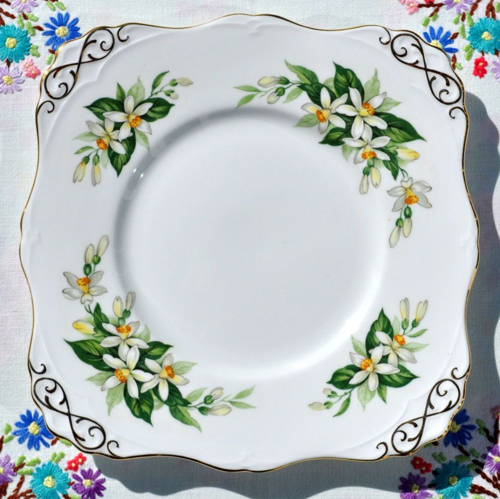 Tuscan Bridal Flower Orange Blossom Cake Plate c.1947+