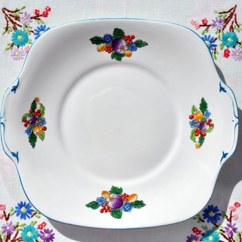 Antique Crown Staffordshire Hand Painted Cake Plate c.1916