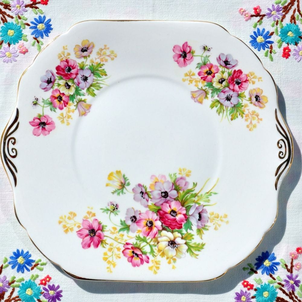 Stanley China Anemone Vintage China Cake Plate c.1953