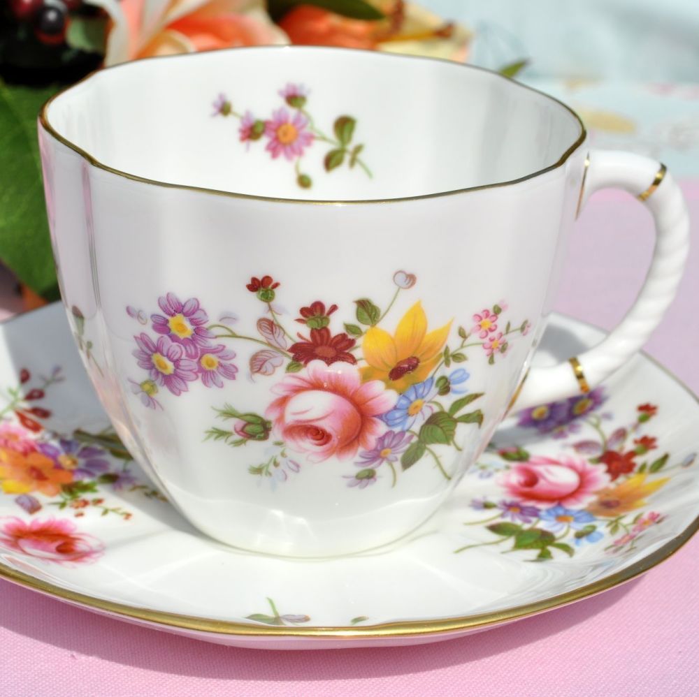 ROYAL CROWN DERBY DERBY POSIES TEA CUP AND SAUCER