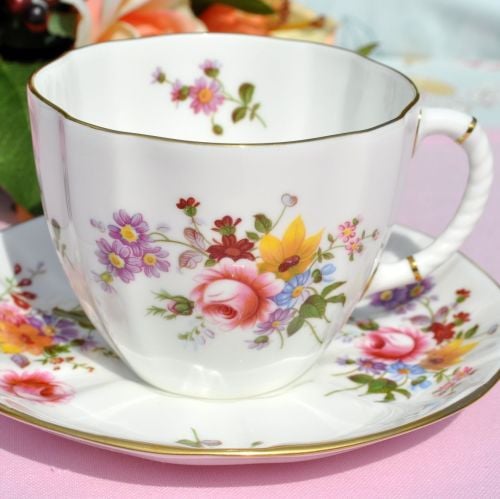 Royal Crown Derby Posies Half Pint Breakfast Size Teacup and Saucer