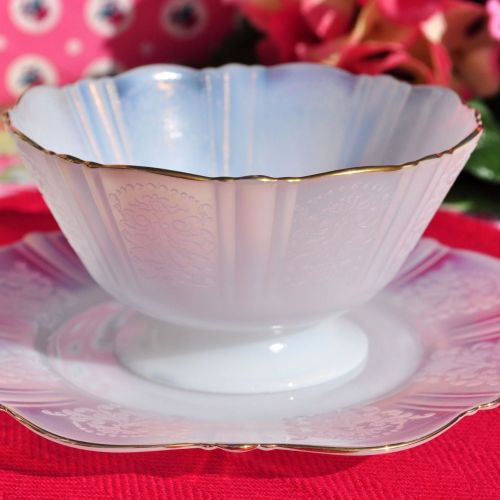 American Sweetheart Monax Sherbert Glass Dish and Under Plate c.1936
