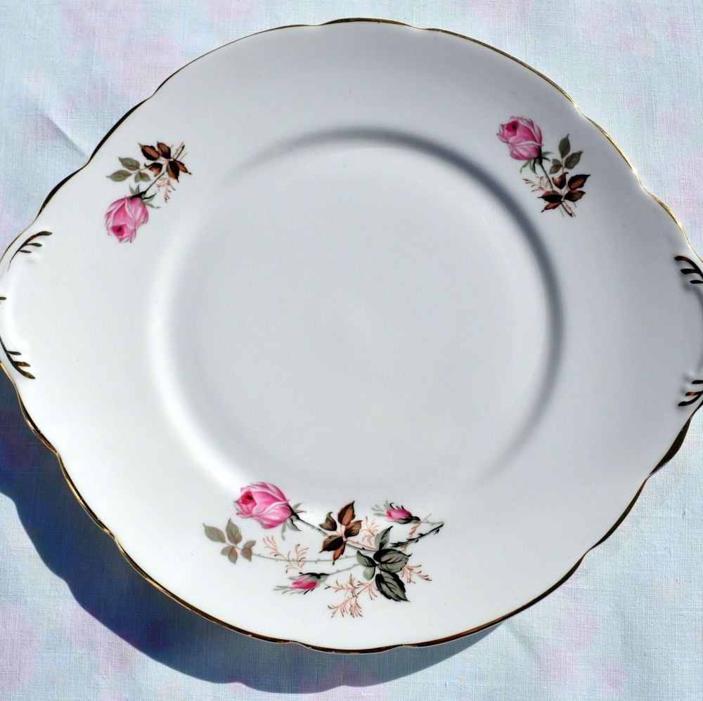Royal Stafford Pink Roses Vintage China Cake Plate c.1950s