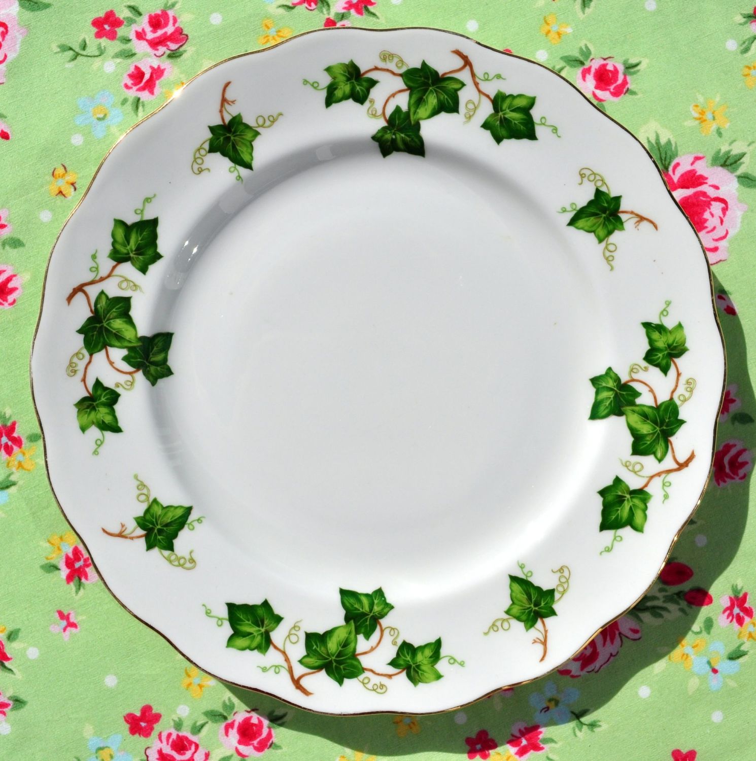 Colclough Green Ivy Leaf Vintage 21cm Plates c.1960s