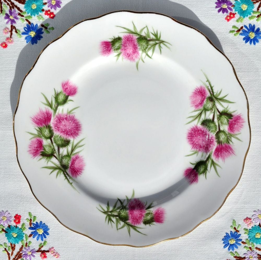 Colclough Pink Thistle Vintage China 21cm Plate