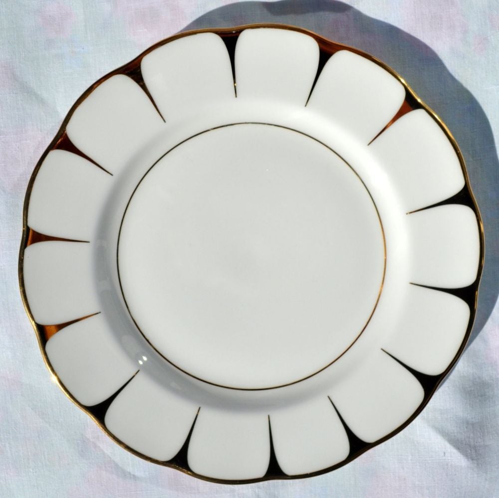 Royal Vale Gold and White 21cm Vintage Bone China Plates
