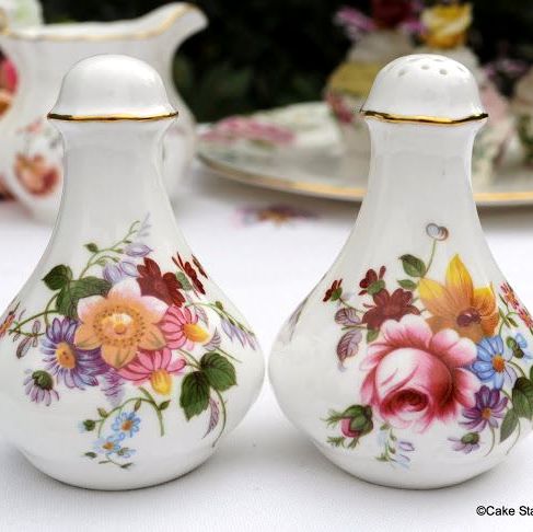 Royal Crown Derby Posies Vintage Salt and Pepper Pots with Stoppers in Exce