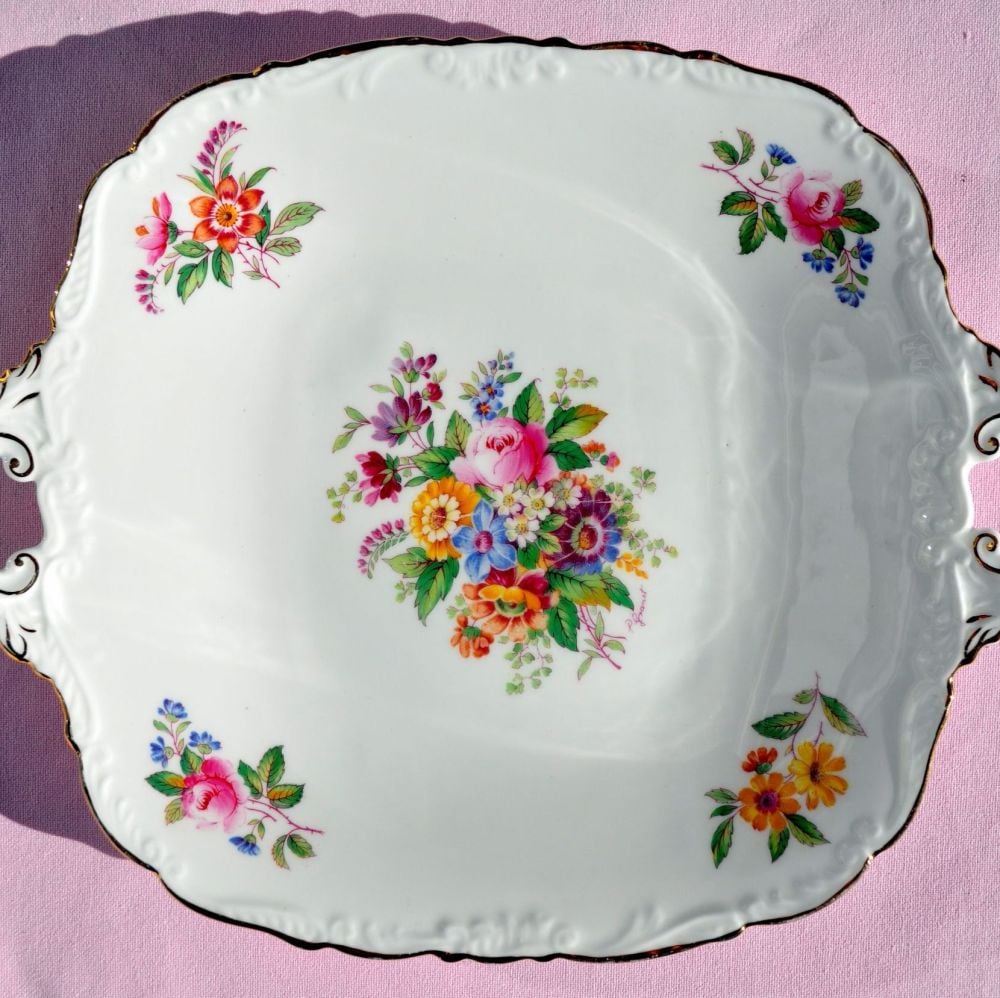 Coalport Fragrance Vintage China Cake Plate or Biscuit Tray c.1950s