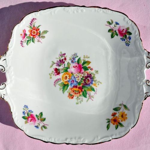 Coalport Fragrance Vintage China Cake Plate or Biscuit Tray c.1950s