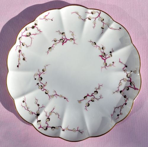 Antique Crescent China Cherry Blossom Cake Plate c.1874-91
