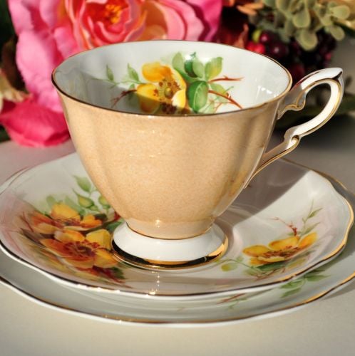 Royal Standard Wild Rose Fine Bone China Tea Cup Trio