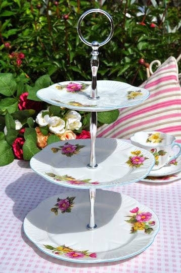 Shelley Begonia Vintage Fine Bone China Cake Stand c.1930s