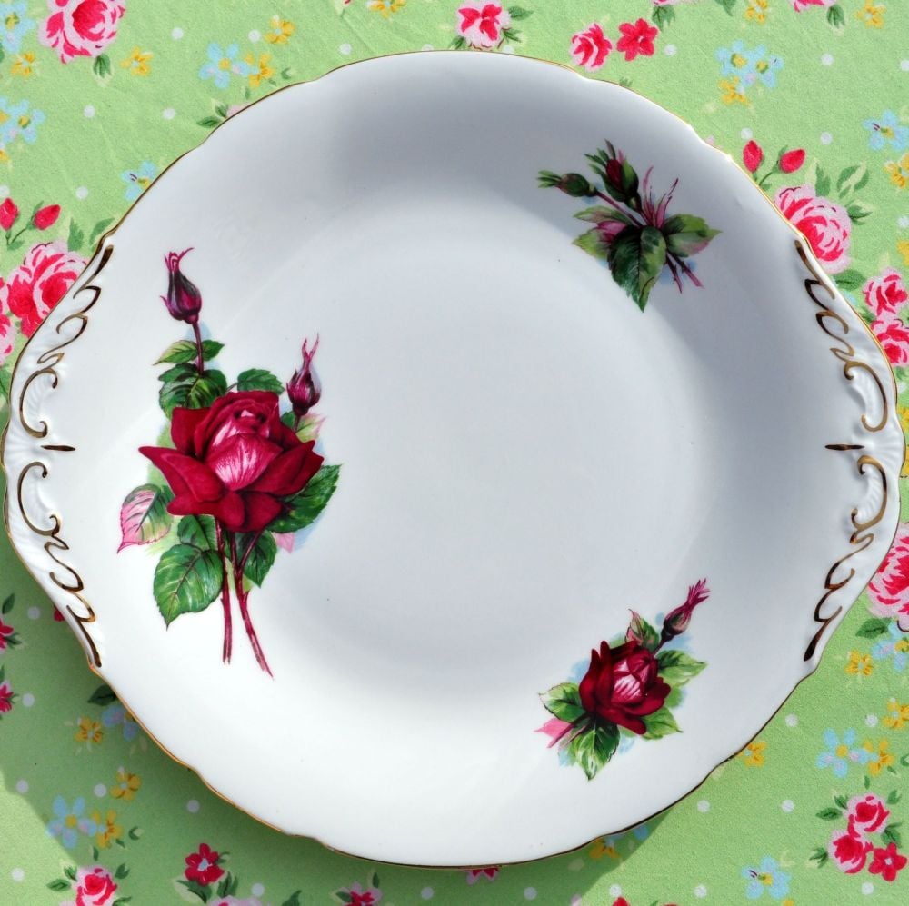 Paragon Grand Gala Red Roses Cake Plate c.1957+