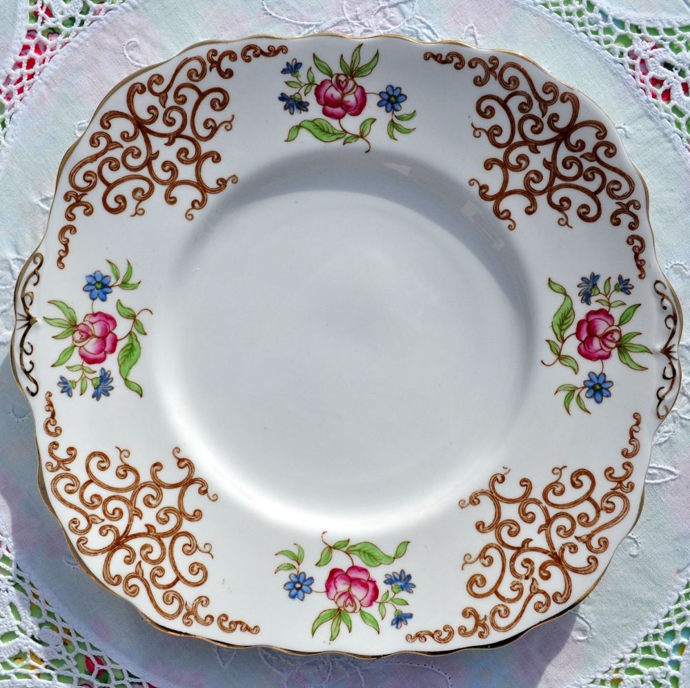 Colclough Rose Trellis Vintage China Cake Plate c.1940s