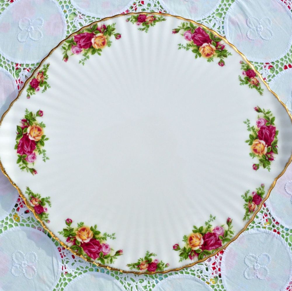 Royal Albert Old Country Roses Vintage Gateau Cake Plate c.1962-73