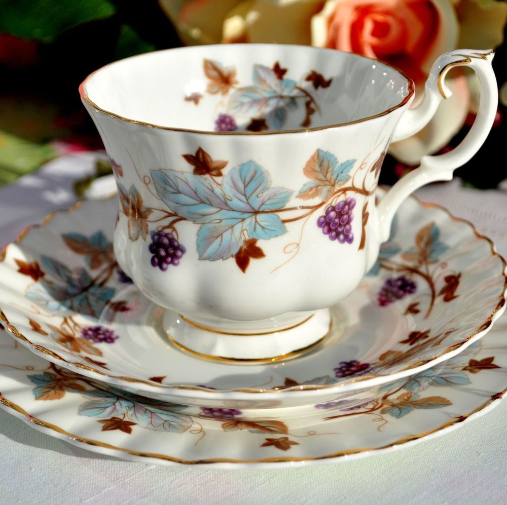 Royal Albert Lorraine Vintage China Teacup Trio c.1960s