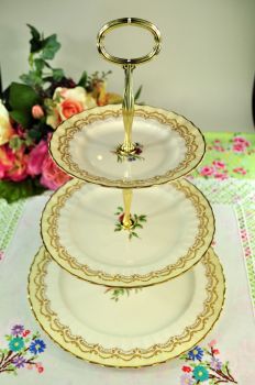 Royal Worcester Cromwell Pattern Vintage 3 Tiered Cake Stand c.1940s