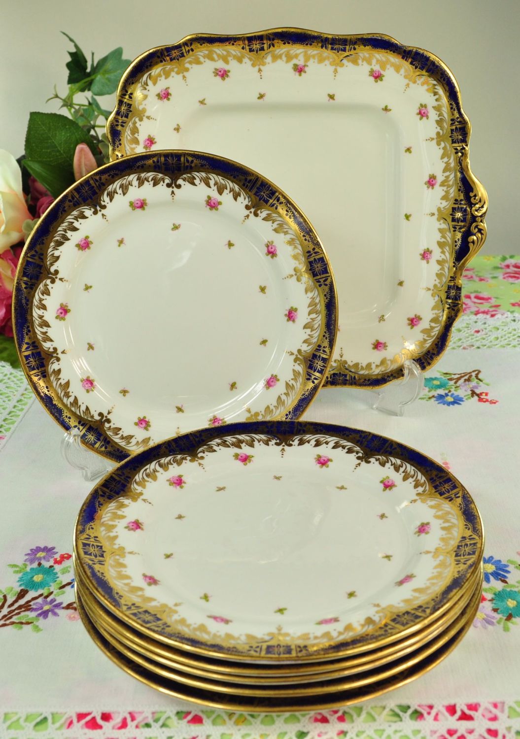 Antique Paragon Star China Cake or Sandwich Serving Set c.1913+