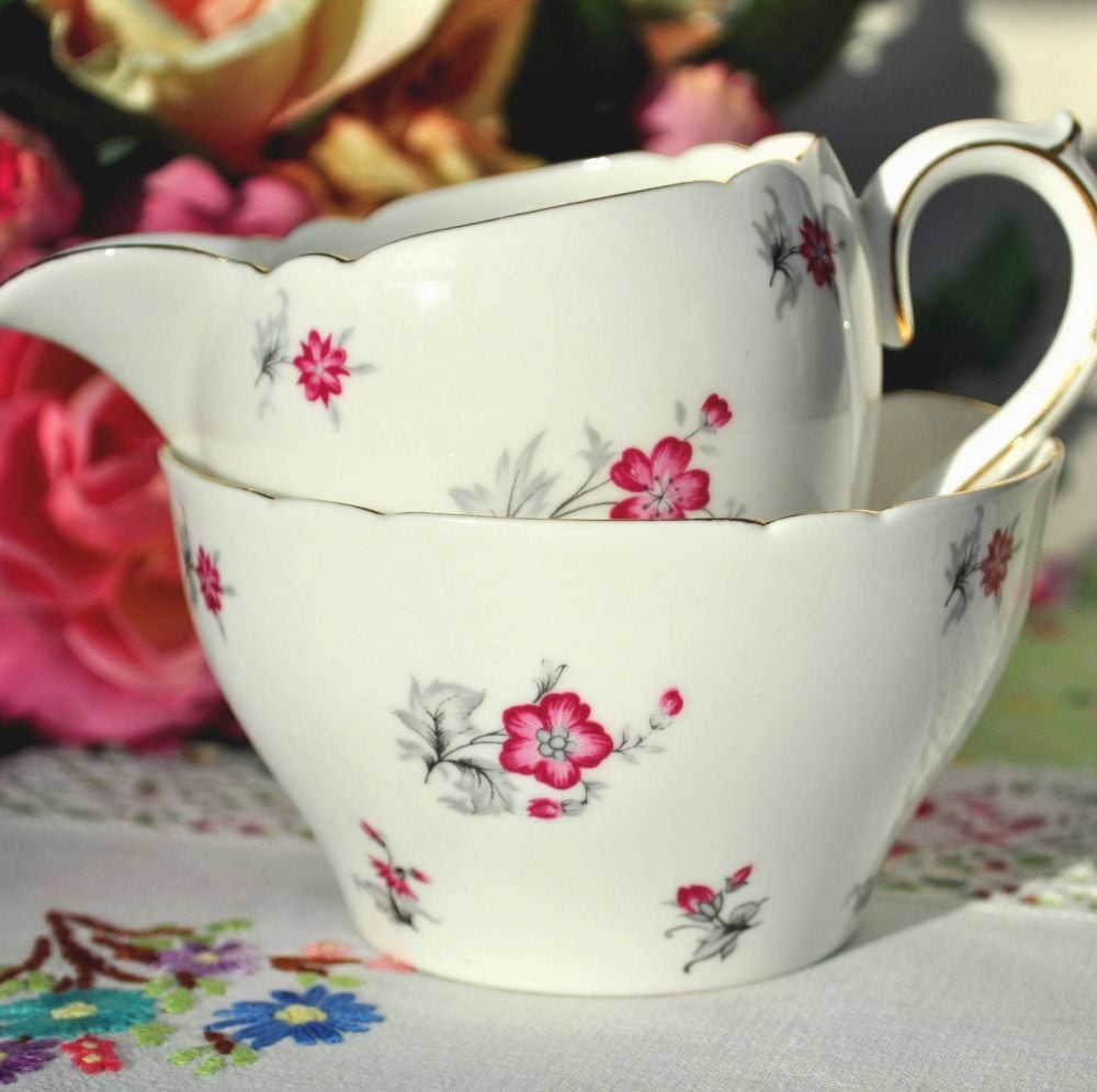 Shelley Charm Vintage China Milk Jug and Sugar Bowl c.1930s