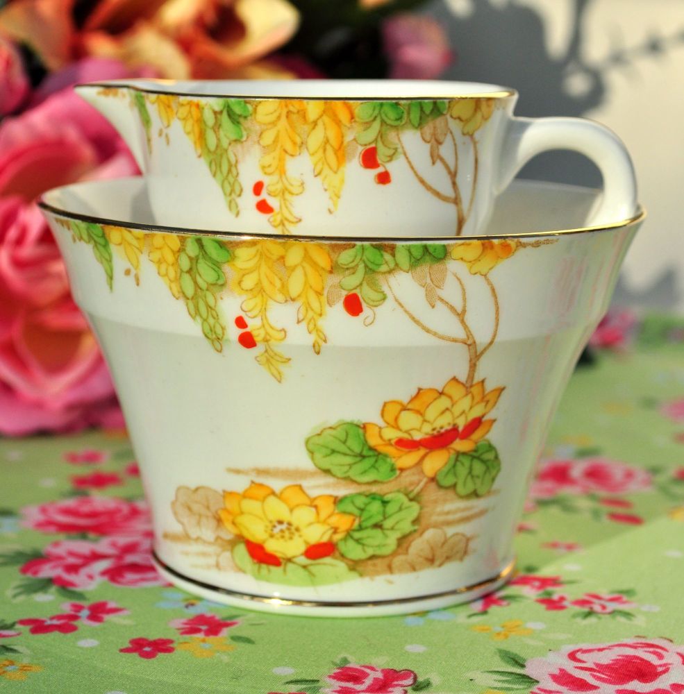 Antique Taylor and Kent Primrose Milk Jug and Sugar Bowl