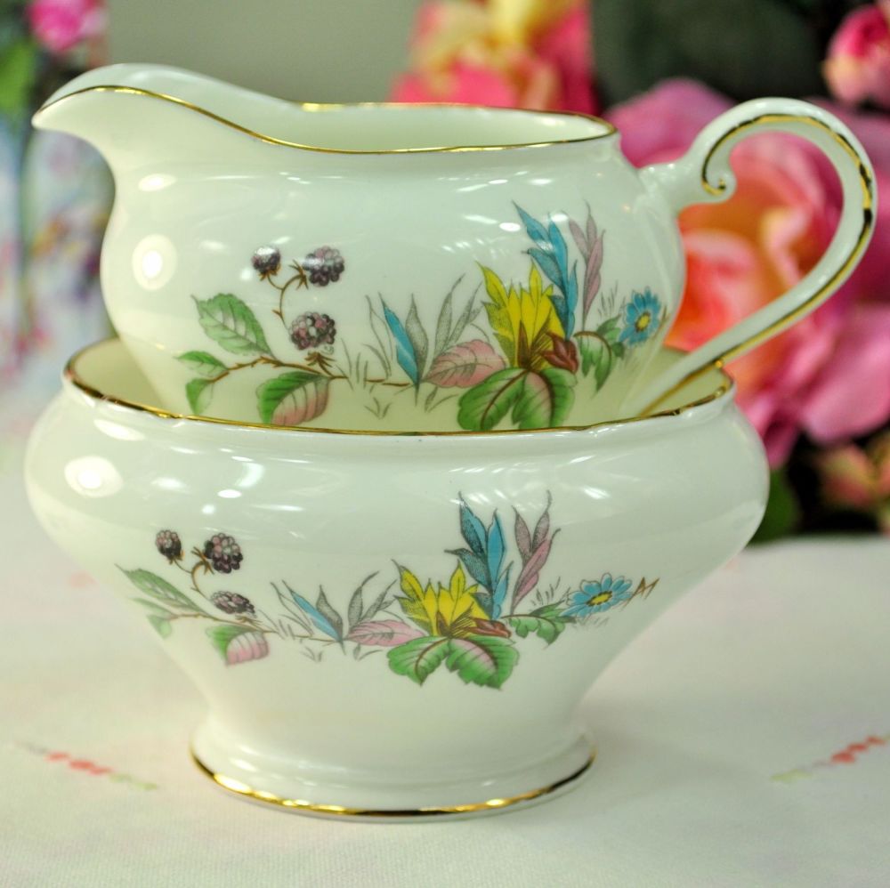 Aynsley Berry Lane Bone China Milk Jug and Sugar Bowl
