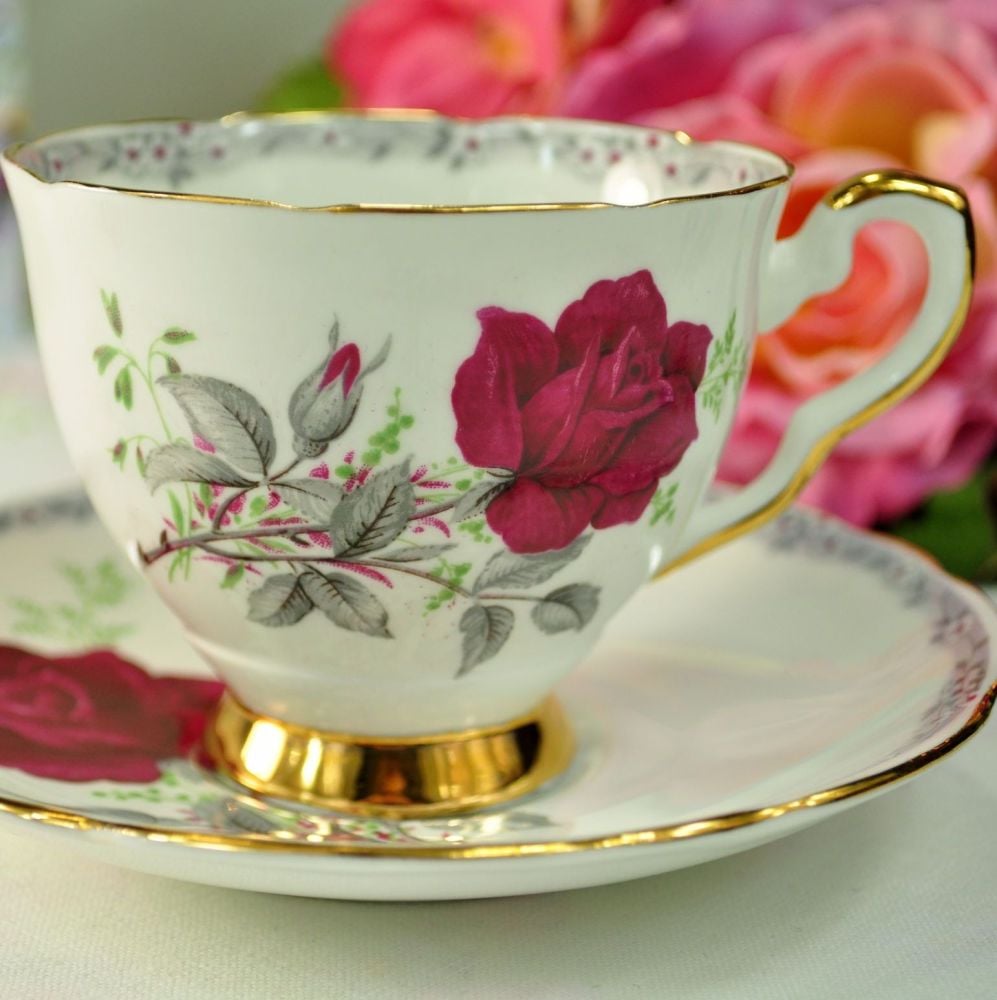 Royal Stafford Roses To Remember Pattern Teacup and Saucer c.1950s