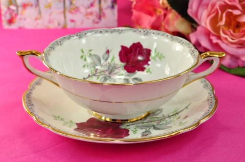 Royal Stafford Roses To Remember Soup Dish Coupe and Saucer