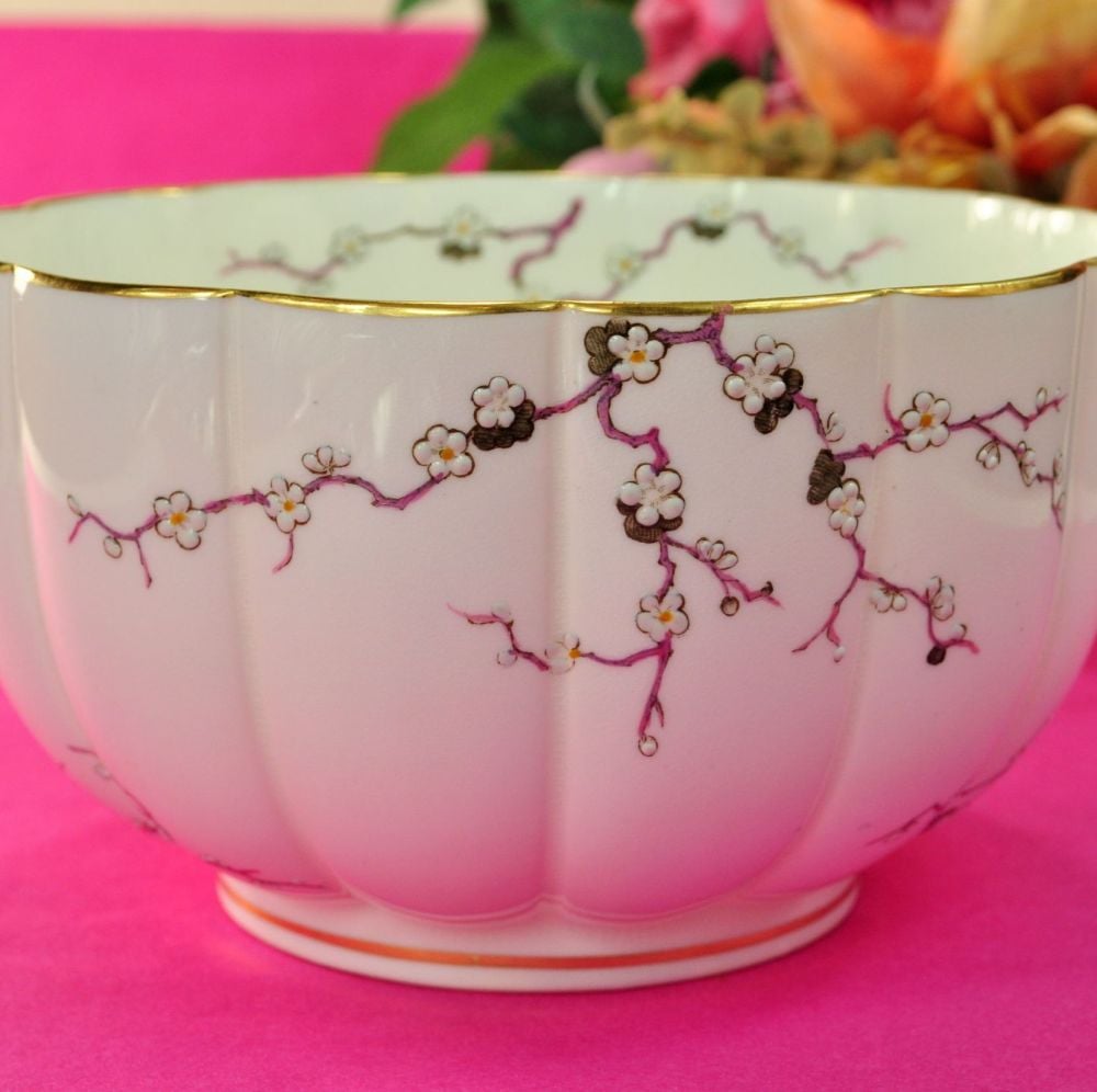 Antique Crescent China Cherry Blossom Fine China Sugar Bowl c.1874-91