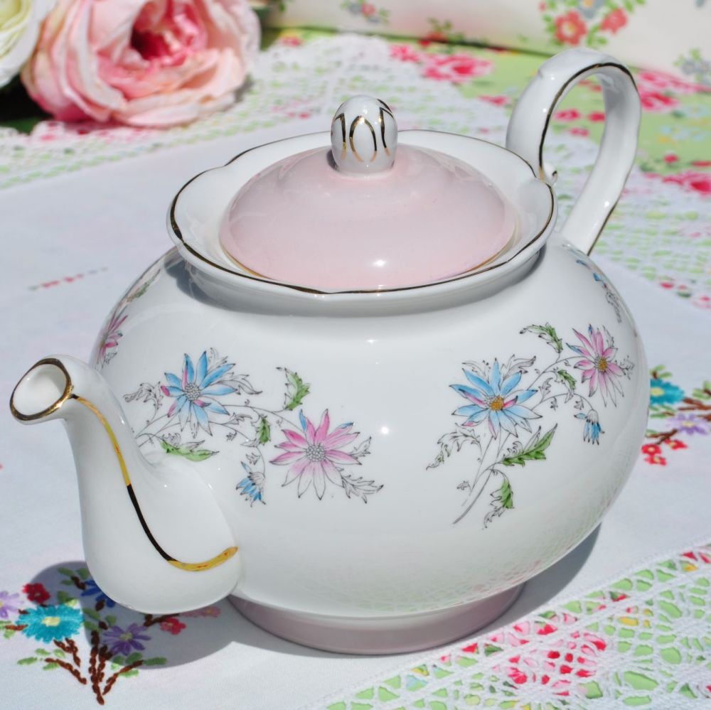 Hand Painted Pink and Blue Flowers