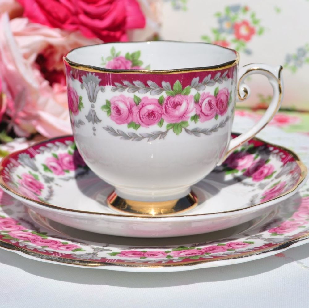 Roslyn Buckingham Vintage China Teacup Trio c.1958-63