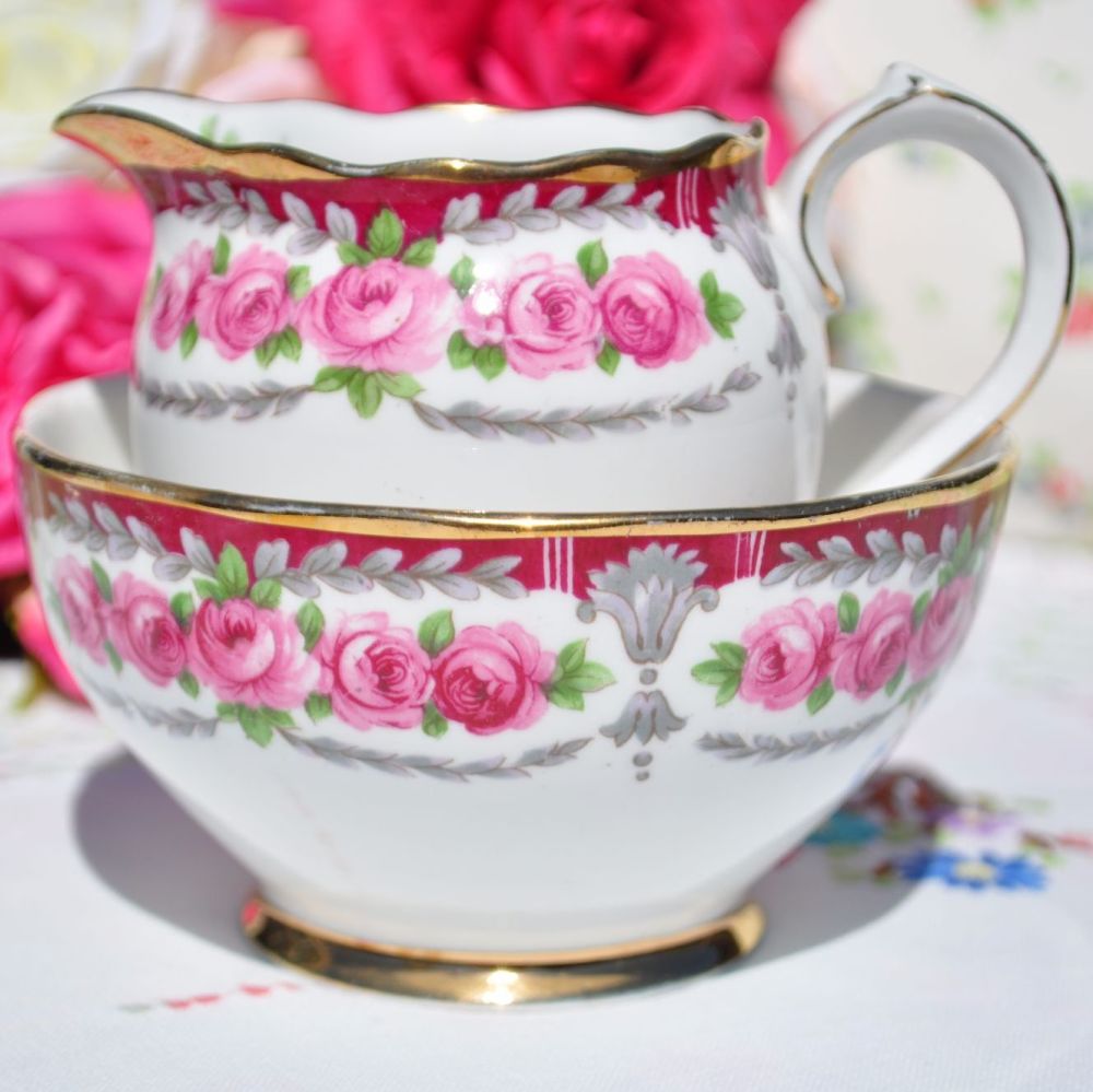 Roslyn Buckingham Vintage Milk Jug and Sugar Bowl c.1958-63