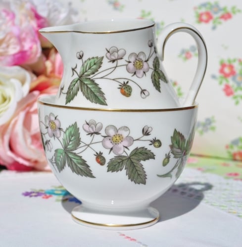 Wedgwood Strawberry Hill Creamer and Sugar Bowl c.1960s