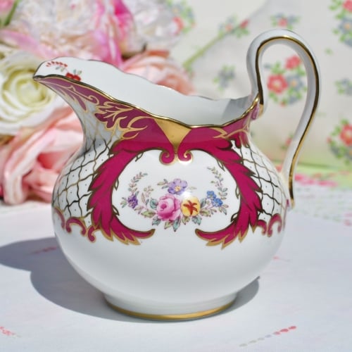 New Chelsea One Pint Cerise Floral Cream Jug c.1936+