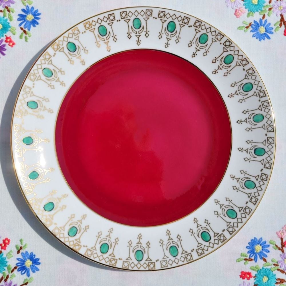 Windsor Retro Red,Gold and Green Cake Serving Plate c.1946+