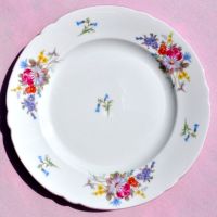 Shelley Pink Rim Floral Bone China Tea Plate c.1930s