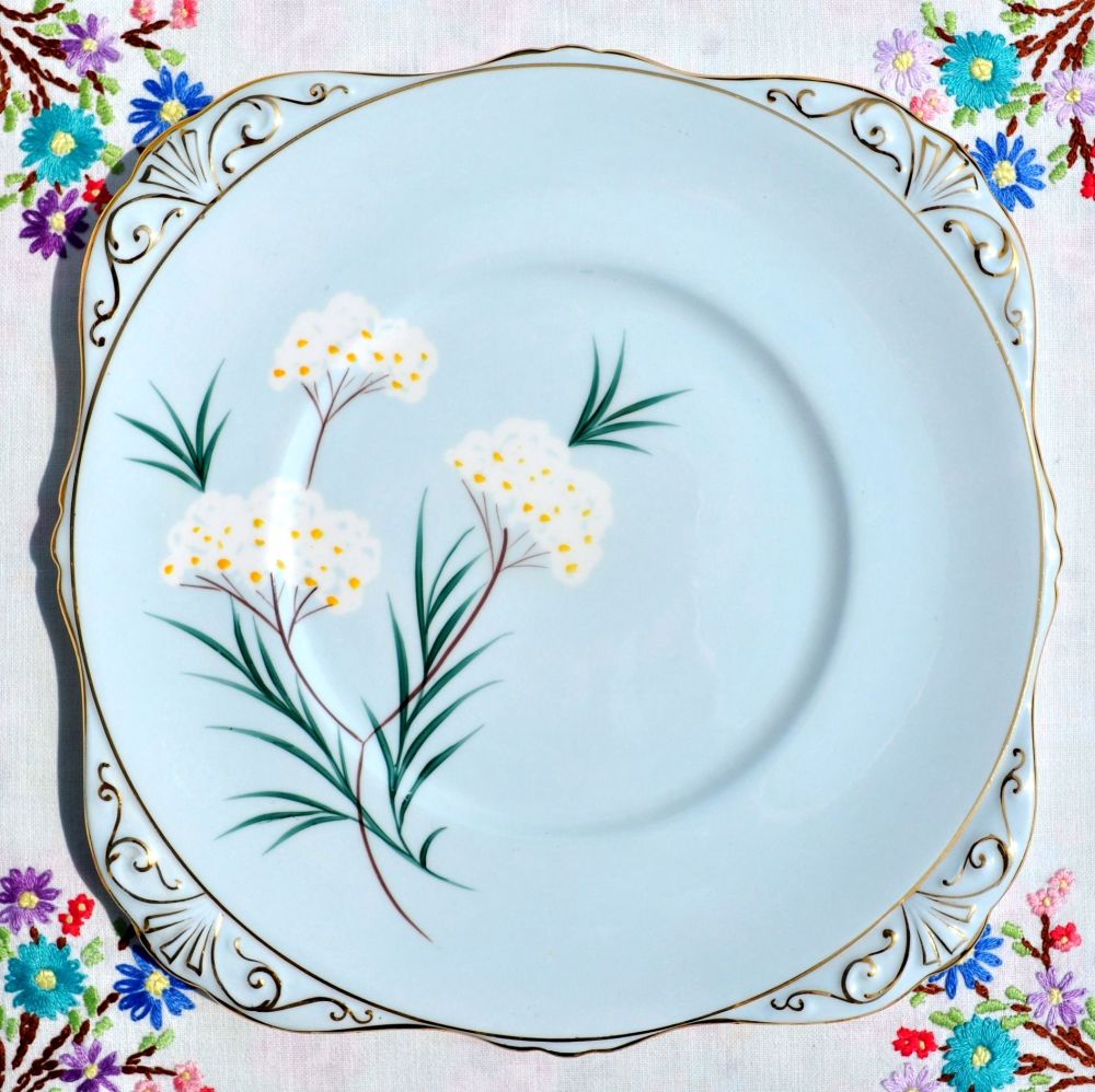 Royal Grafton Pale Blue Floral Cake Plate. c.1950s