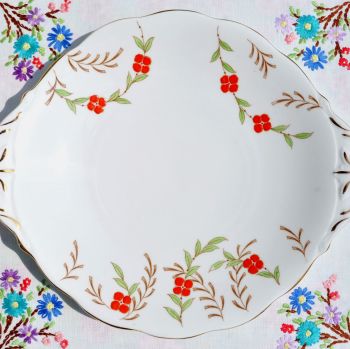 Queen Anne Hand Painted Cake Plate c.1950s