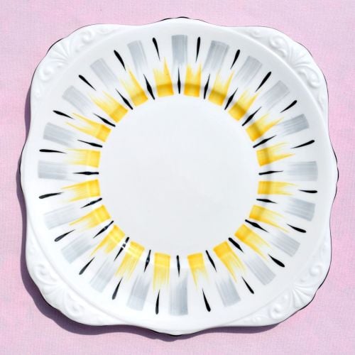Royal Grafton Retro Black Rim Cake Plate c.1957+