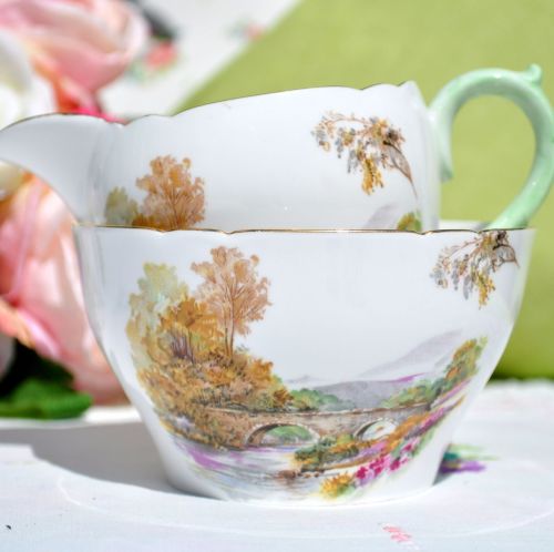 Shelley Heather Pattern Milk Jug and Sugar Bowl c.1940s