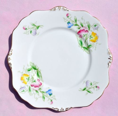 Royal Stafford Sweet Pea Hand Painted Cake Plate c.1950s