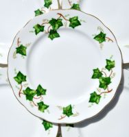 Six Colclough Green Ivy Leaf Vintage China Tea Plates