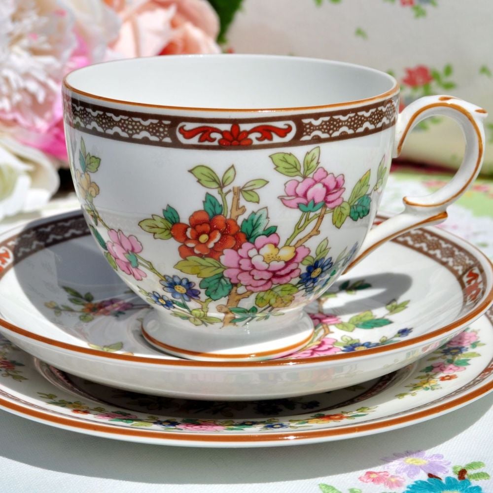 Coalport Flower Of Tibet Teacup Trio c.1960s