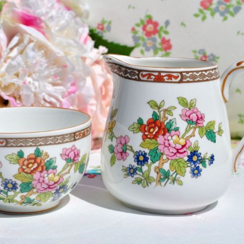 Coalport Flower Of Tibet Milk Jug and Sugar Bowl