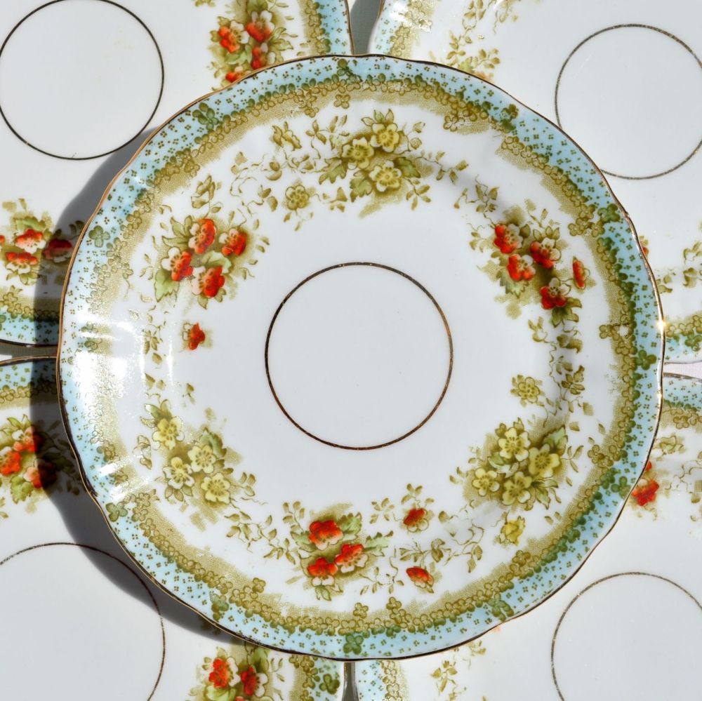 Crown China Antique Mona Pattern 18cm Plates Set c.1905